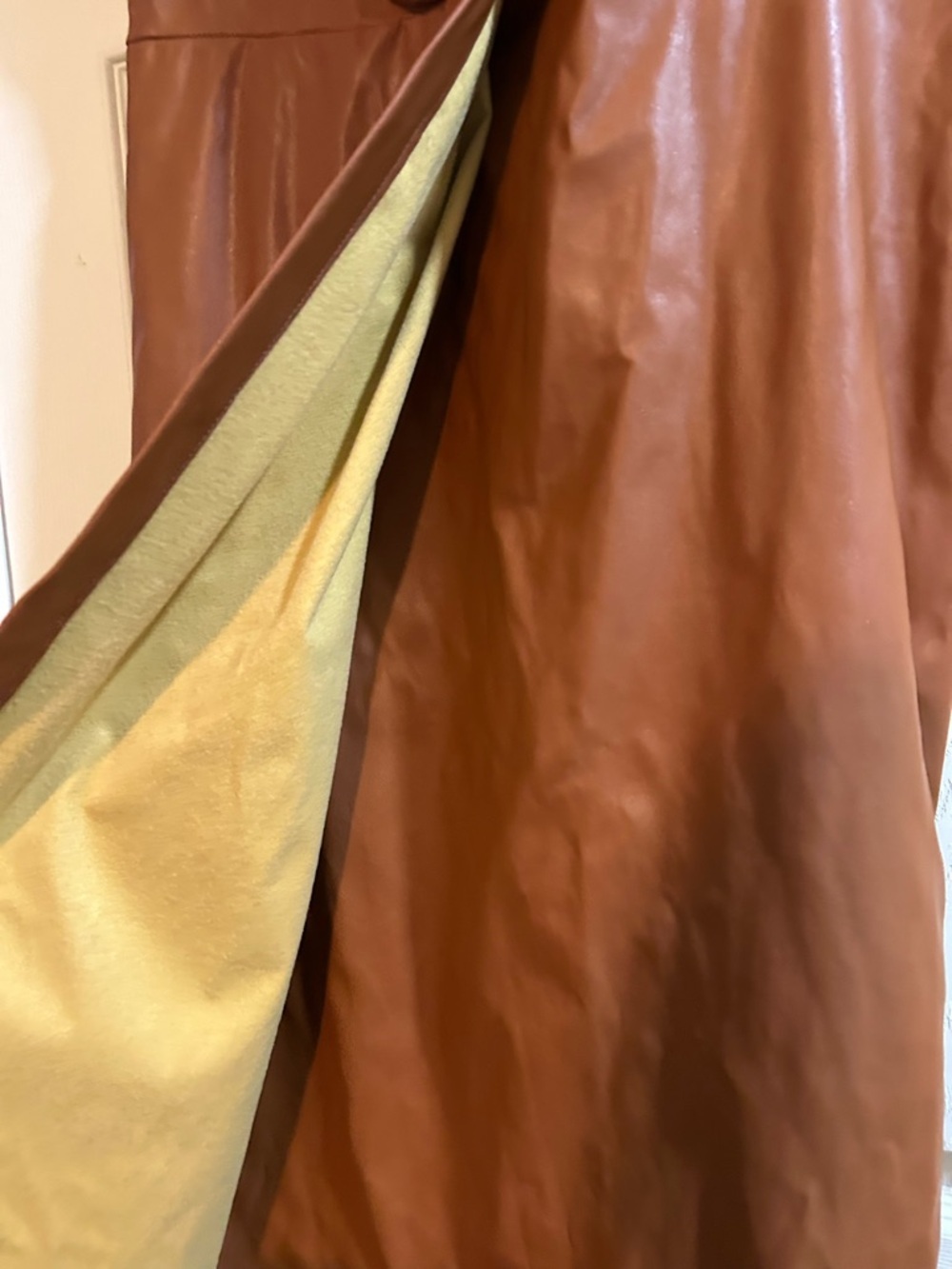 Nine West Cognac Faux Leather Midi Wrap Dress - Picture 3 of 6